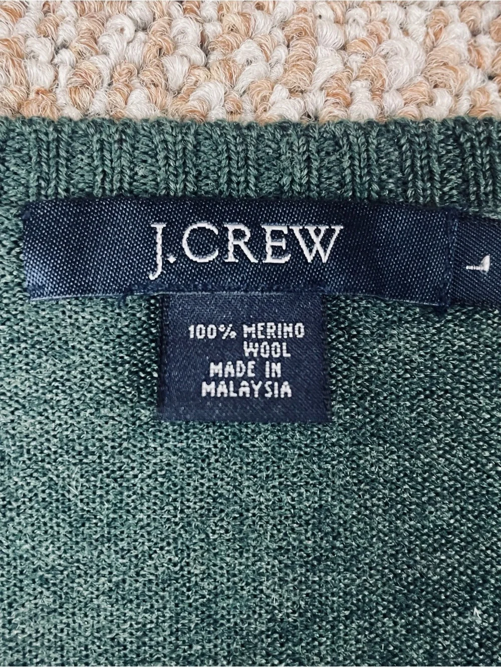 J. Crew Sweater Men's Size Large 100% Merino Wool V Neck Preppy Casual F381